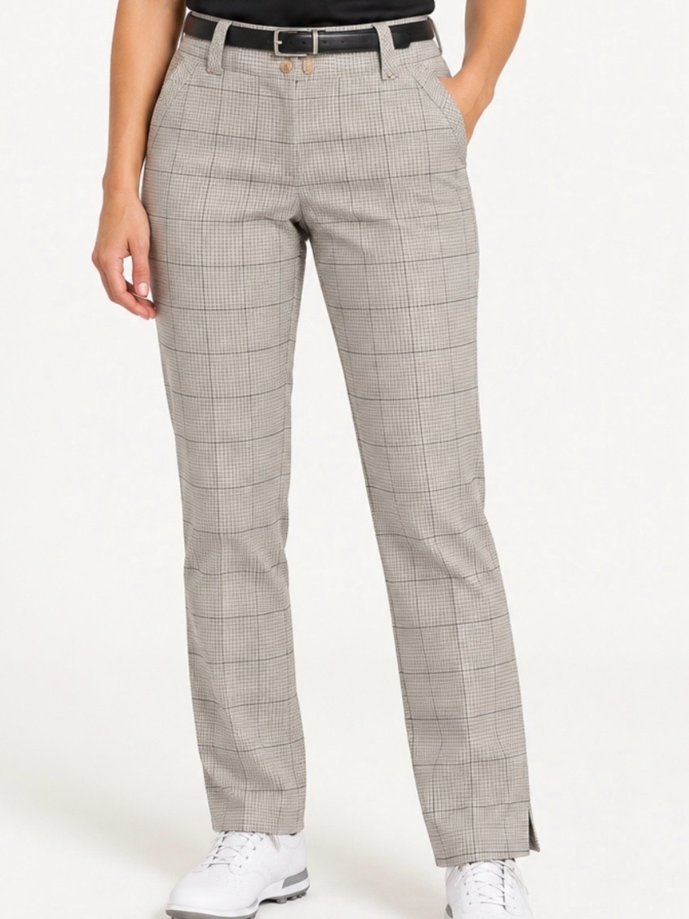 Nike Golf Women’s 4P Dri-FIT Plaid Straight Leg Pants Petite Side Vents